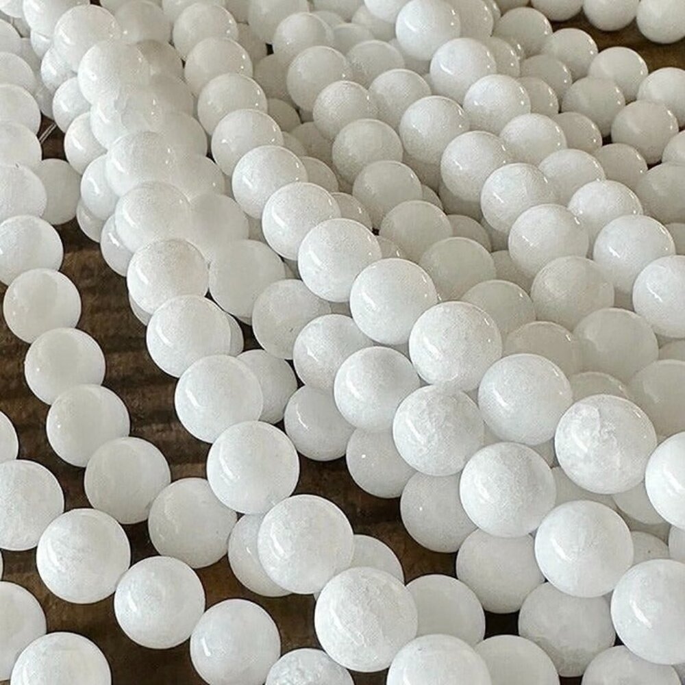 8mm White Jade Bead Strand